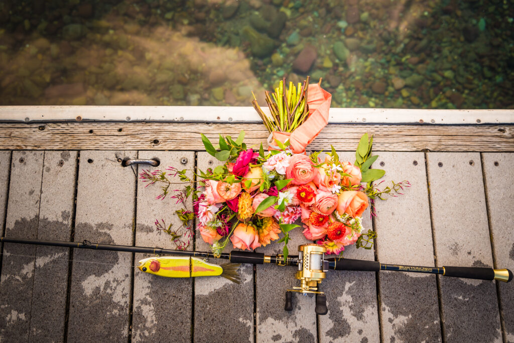 Fishing in Montana during an adventure elopement at Glacier National Park