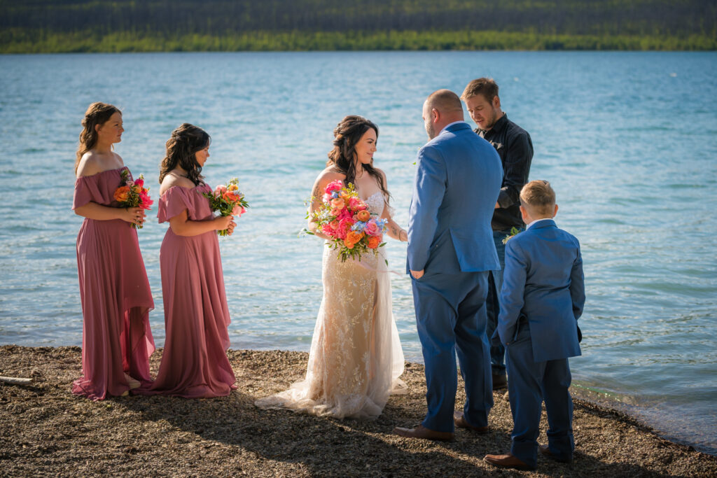 lakeside wedding ceremony at Lake McDonald in Glacier National Park