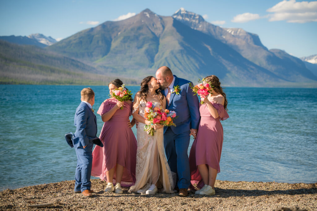 lakeside wedding ceremony at Lake McDonald in Glacier National Park