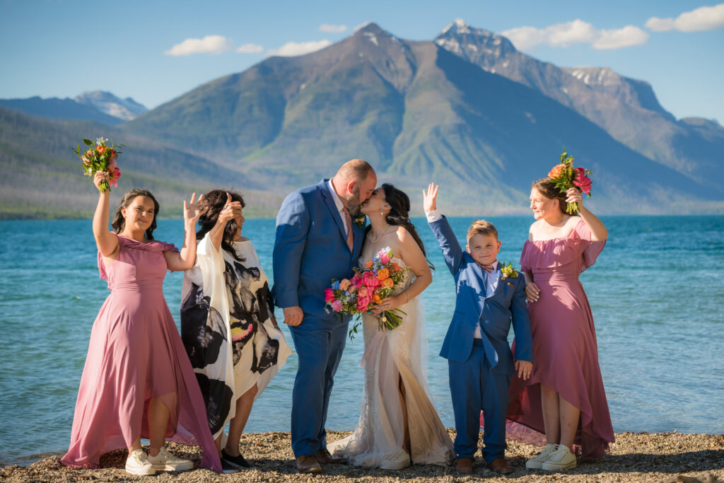 lakeside wedding ceremony at Lake McDonald in Glacier National Park