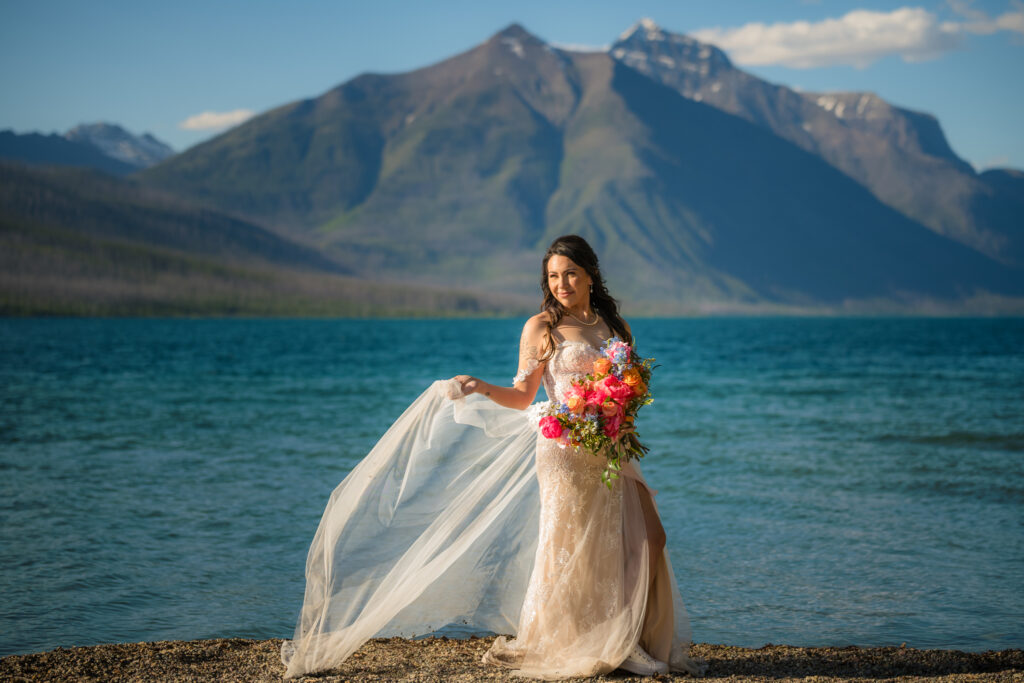 lakeside wedding ceremony at Lake McDonald in Glacier National Park