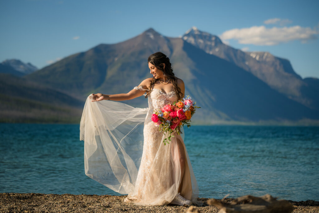 lakeside wedding ceremony at Lake McDonald in Glacier National Park