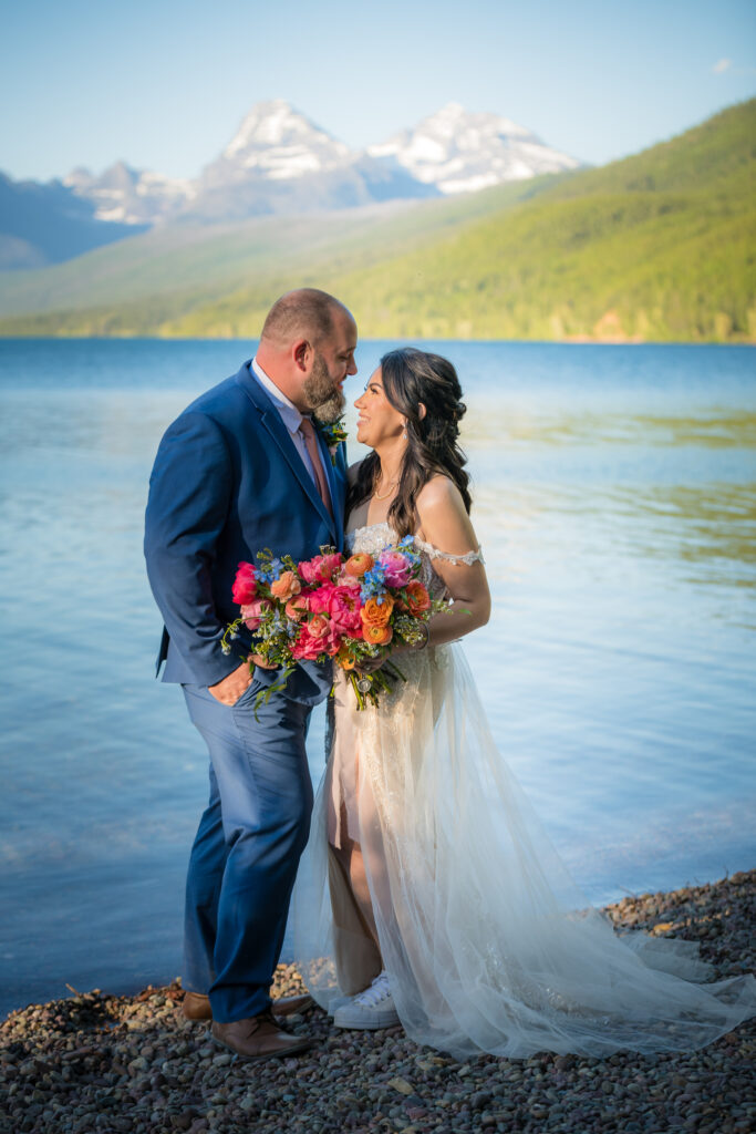 lakeside wedding ceremony at Lake McDonald in Glacier National Park