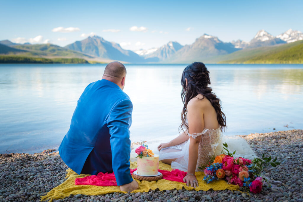 lakeside wedding ceremony at Lake McDonald in Glacier National Park