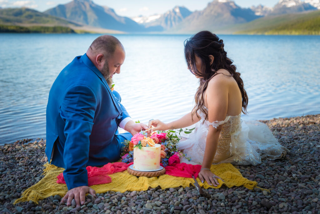 lakeside wedding ceremony at Lake McDonald in Glacier National Park