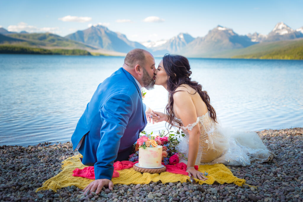 lakeside wedding ceremony at Lake McDonald in Glacier National Park