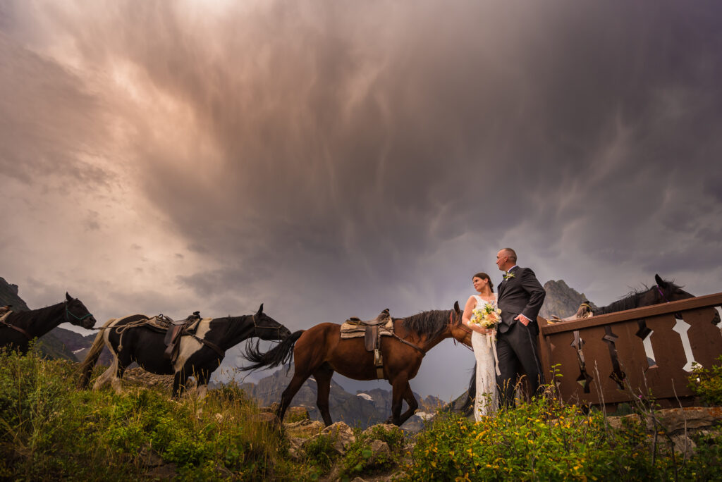 Elopement St. Mary Glacier National Park, Montana Horses