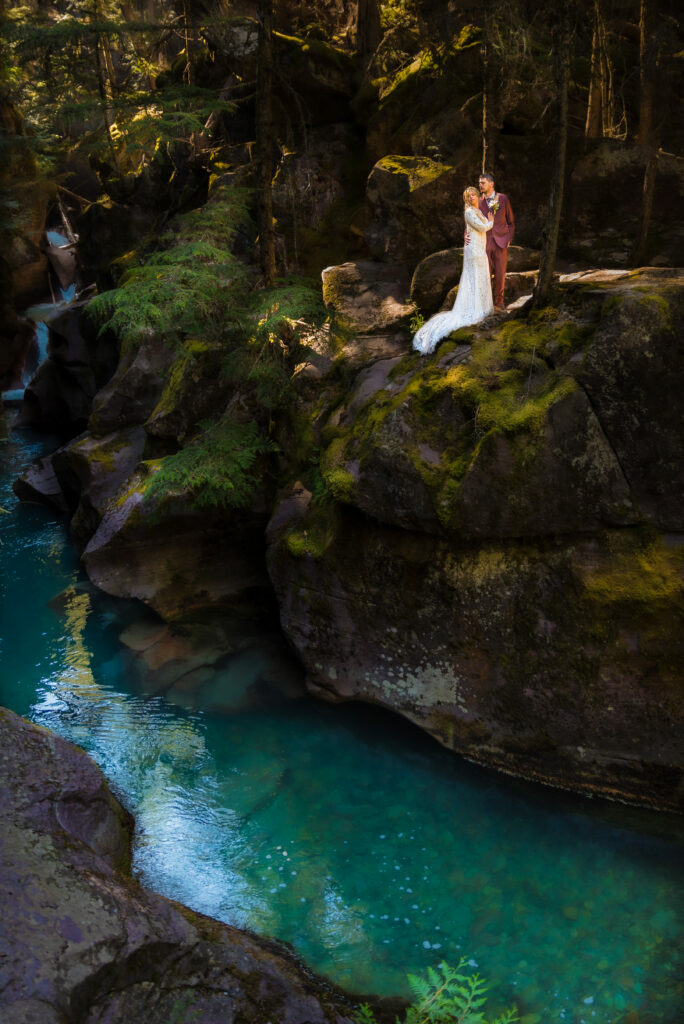 Hiking elopement avalanche lake Glacier National Park, Montana 