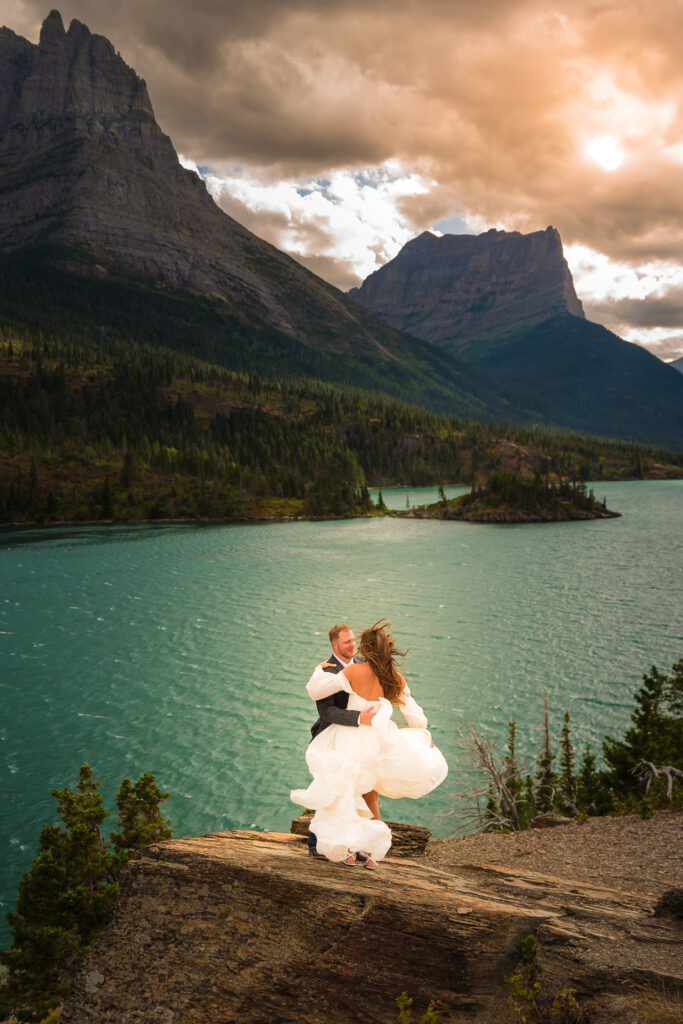 Wedding and elopement in Glacier National Park sun point